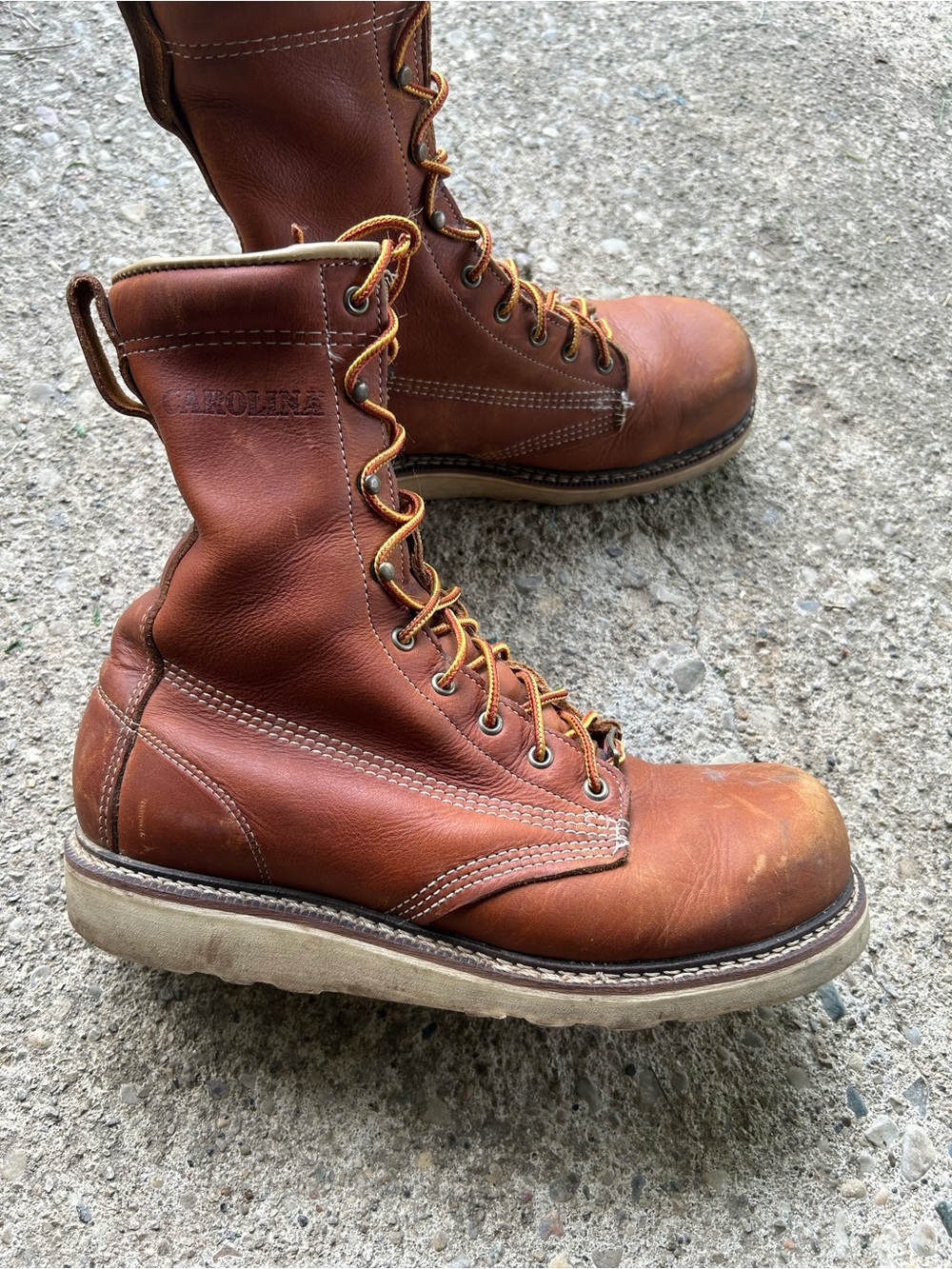 Carolina steel toe Men’s Brown Leather Work Boots Sz 8 EE